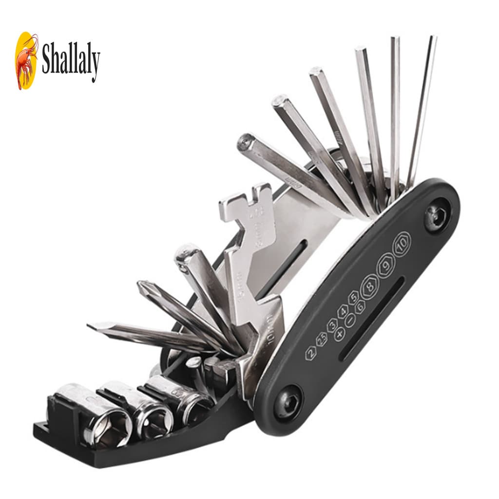 Bike Maintenance Tool Rust-resistant Bicycle 16-in-1 Repair Kit with Tire Levers Hex Spoke Wrench – Foldable Multi-fun