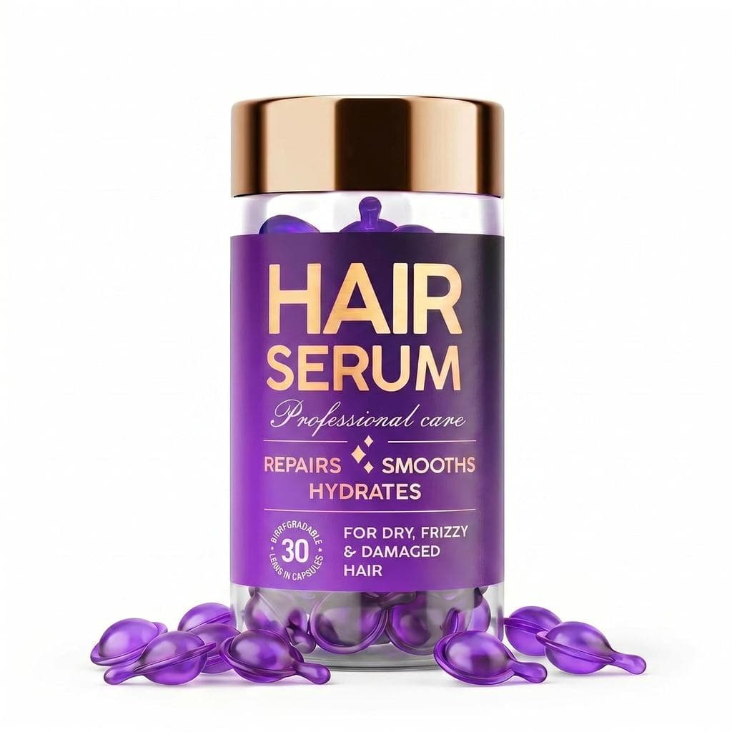 Cápsulas de Tratamento Capilar com Óleo e Vitaminas Grospe, Anti-Frizz, Cuidado Capilar Sem Enxágue para Cabelos Secos e