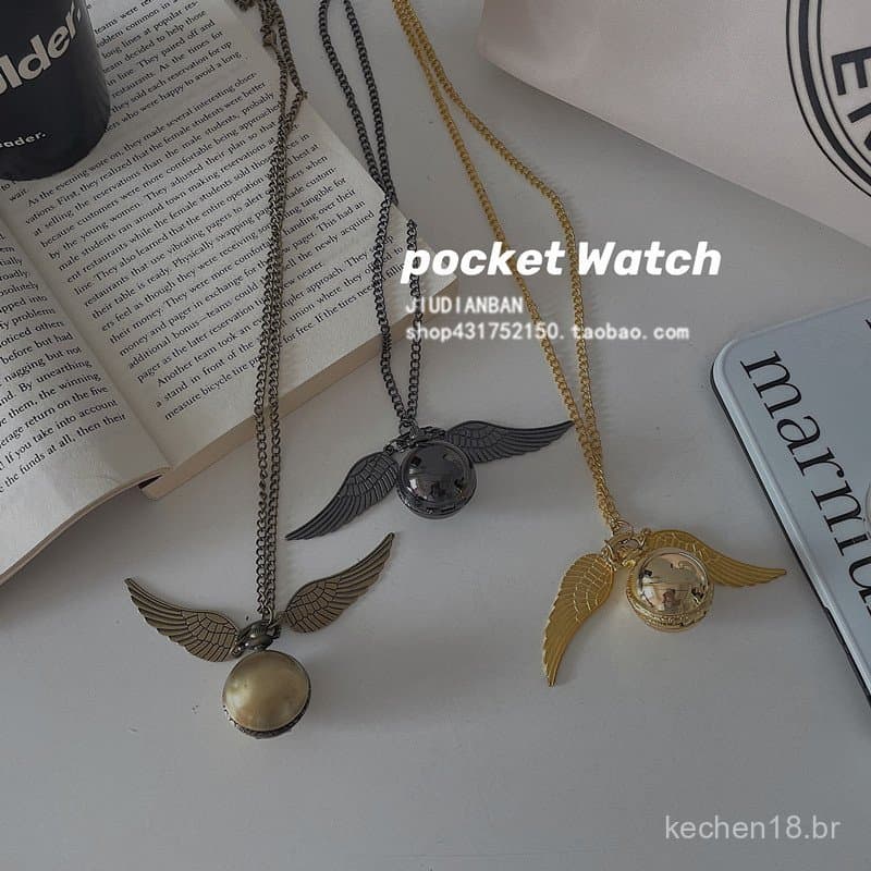 Produtos populares de Harry Potter: relógio de bolso Pomo de Ouro para mulheres, bola voadora de asas grandes, relógio d