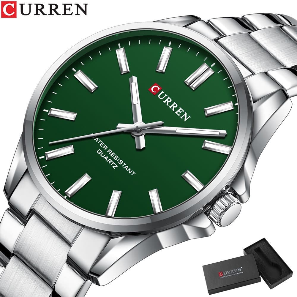 Relógio Masculino Original da Marca CURREN, Simples, Casual, Esportivo, Luminoso, em Aço Inoxidável, Relógio de Quartzo,