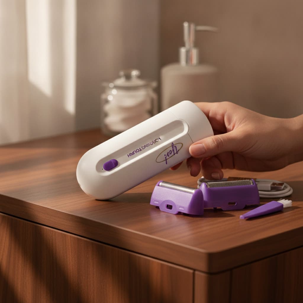 Depilador Elétrico Portátil Bivolt Original Rosto Corpo Peles Sensíveis Roxo/Branco