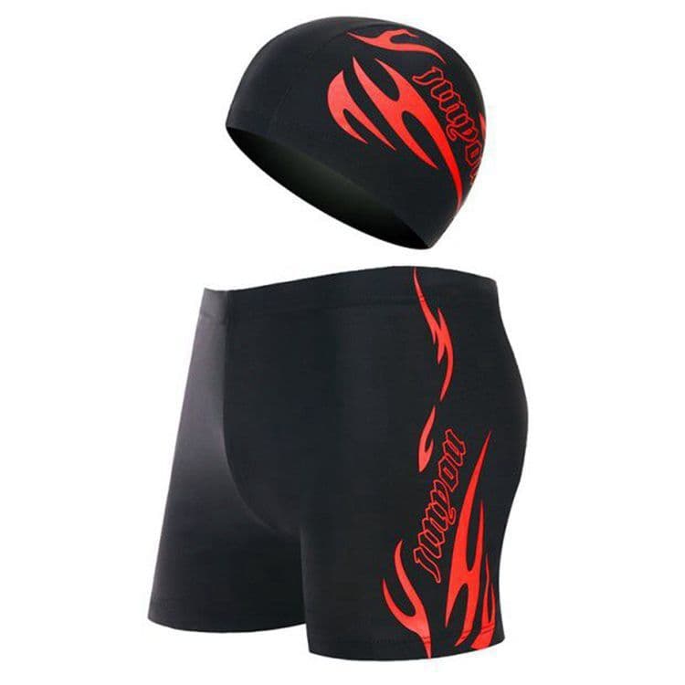 Calção de banho masculino Boxer adulto solto Plus Size maiô moda terno com capuz