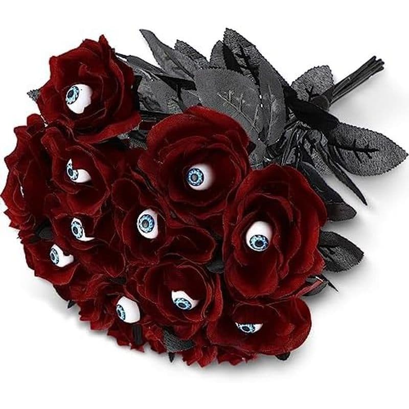 Zeyune 20 Peças Buquê De Flores De Rosas Artificiais De Halloween Com Góticas Falsas Realistas Mortas Para Arranjos De F