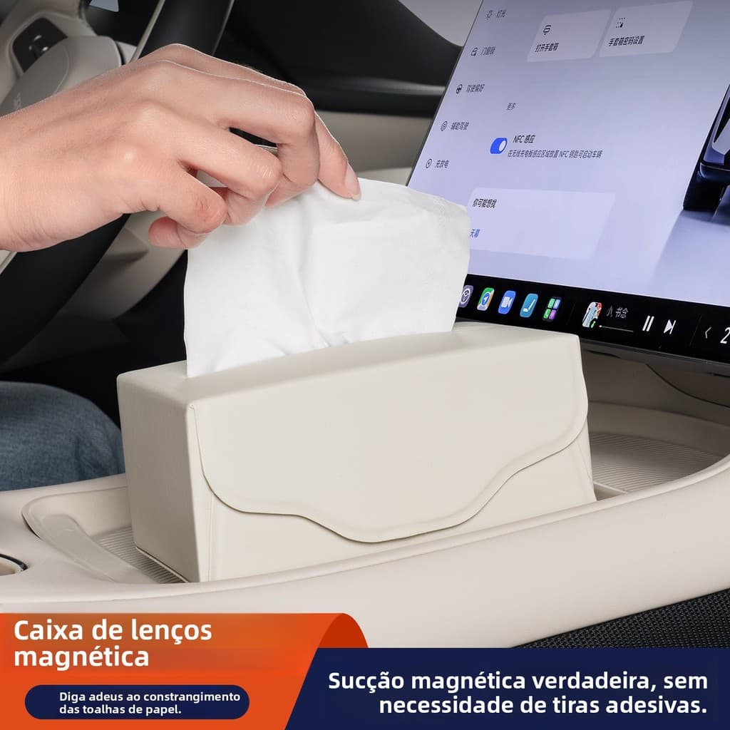 Guardanapo carro caixa de tecido magnético multifuncional pendurado caixa de apoio de braço do carro caixa de papel fort