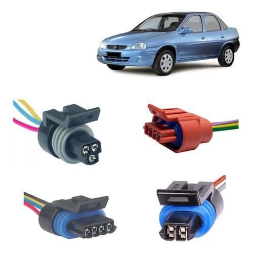 Kit 4x Conector Bobina Plug Sensor Temp Tps Motor Passo Corsa Classic