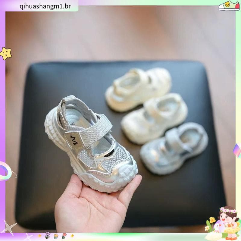 Bebê Baotou sandálias meninas crianças malha respirável sapatos de praia de sola grossa leve antiderrapante crianças fun