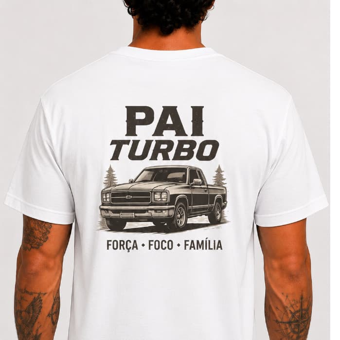 Camiseta Pai Turbo Carro Dia dos Pais Camisa Masculina Estampada Confortável Premium