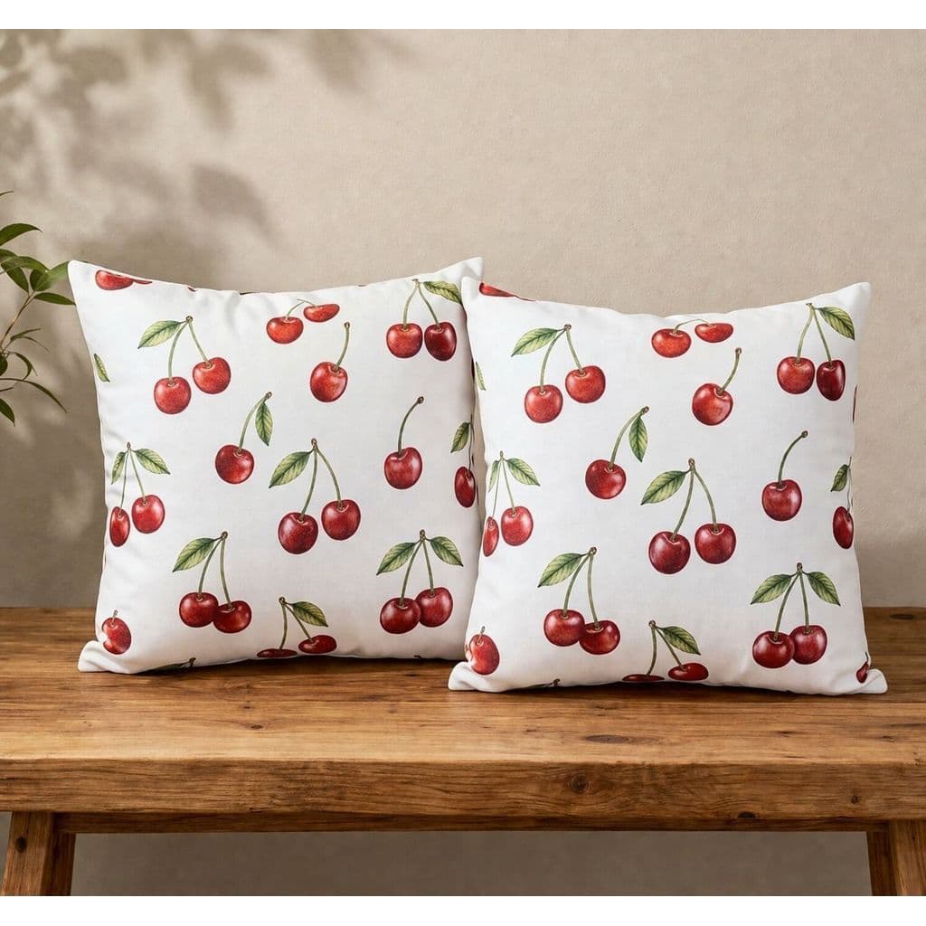 Kit 2 capas de almofadas 45x45 estampa CEREJA