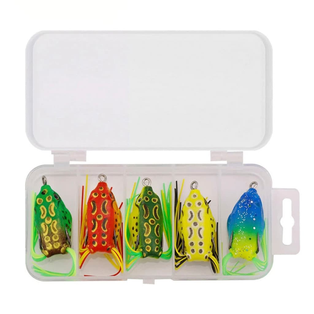Kit Pesca 5 Sapo Frog Anti Enrosco com Estojo Pesca Trairás