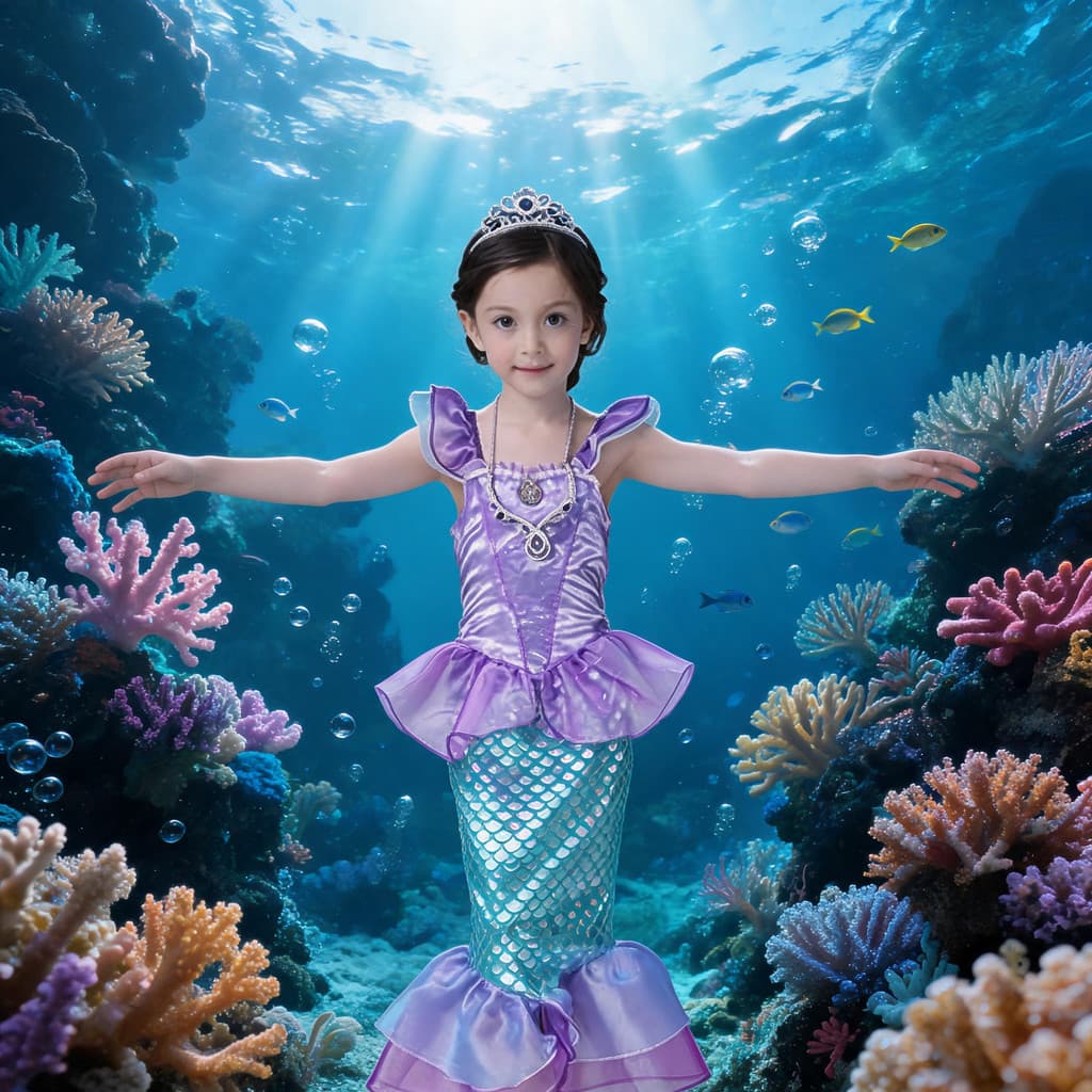 2026 Viral Oceancore Girls Mermaid Tail Costume , Vestido De Princesa De Cetim Em Escala Brilhante Roxo Para Aniversário
