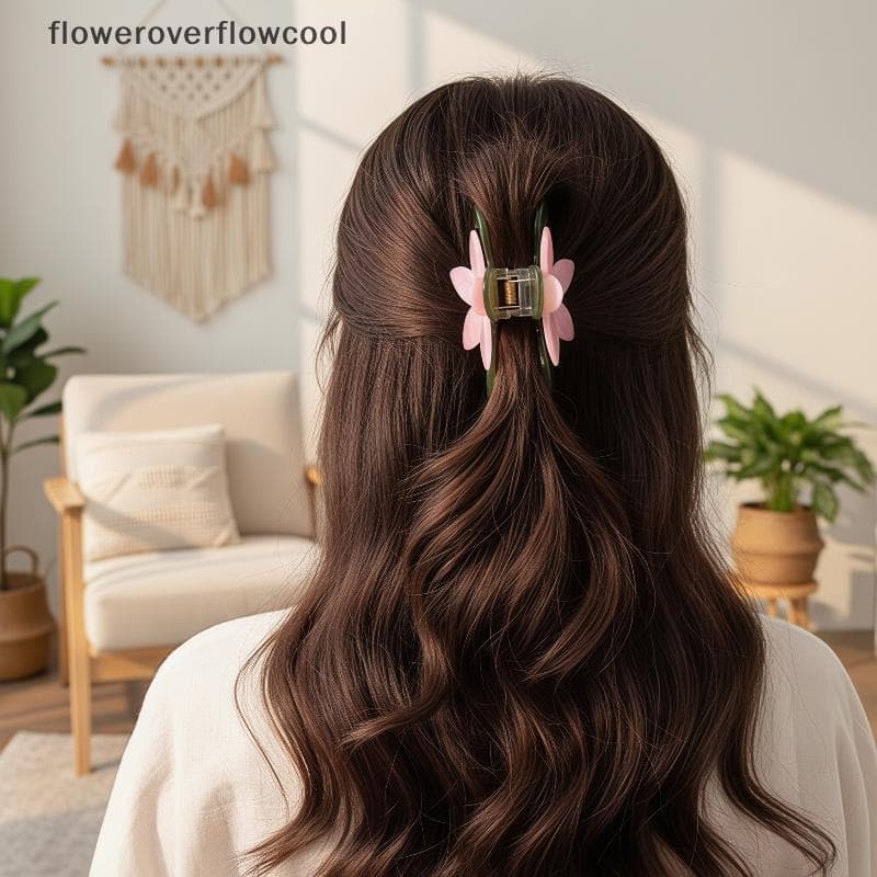 Grampos De Garra De Cabelo De Flor Grande Estilo Floresta Colorido Antiderrapante Borda Macia Acessórios Para Mulheres C