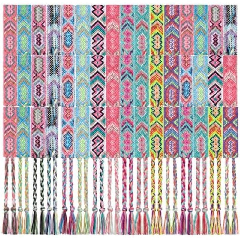 Henoyso 48 Peças De Pulseiras De Amizade Tecidas Em Massa Com Corda Trançada Ajustável Nepal Boho Linha Fecho De Nó Desl