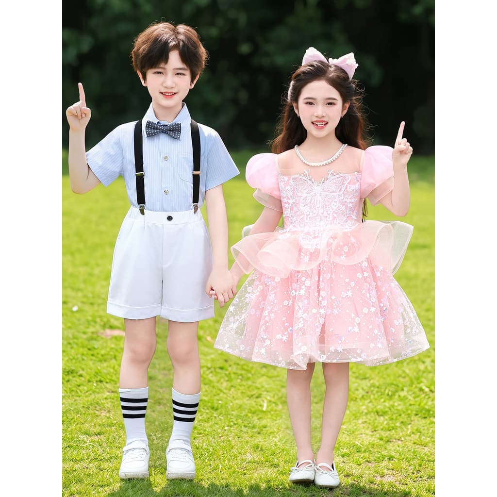 Dia das crianças dia das crianças desempenho traje meninas saia de gaze fofa coro formatura foto escola primária20260726