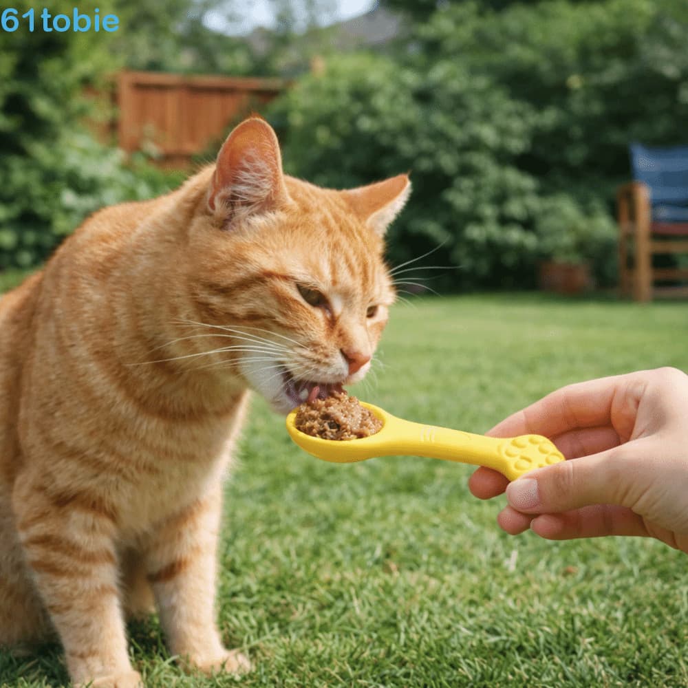 TOBIE 3 Peças De Colher De Comida Para Animais De Estimação , Enlatada De Silicone Com Cabo Longo , Talheres Design De G