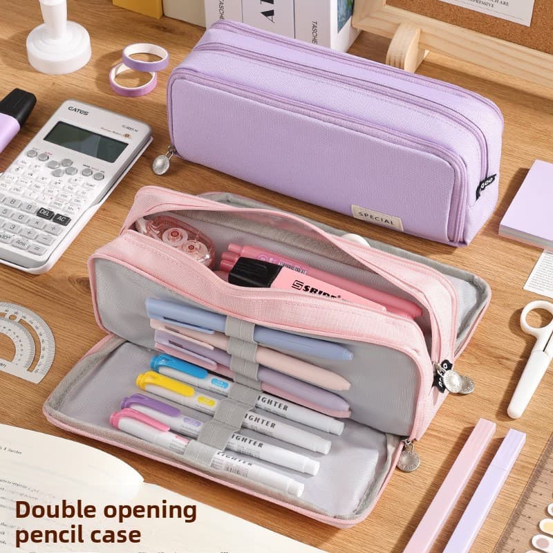 Bolsa de armazenamento de papelaria para estudantes de grande capacidade Caixa de papelaria com zíper de armazenamento m