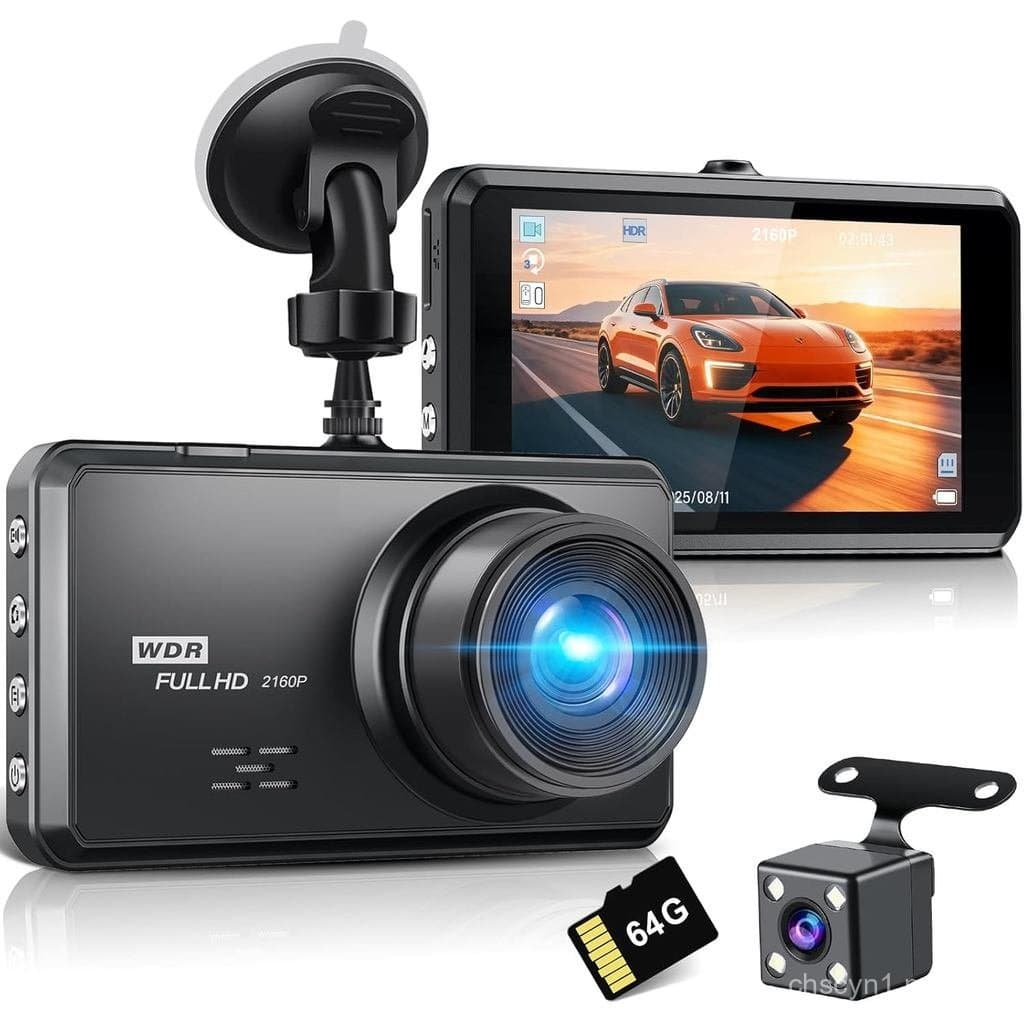 Câmera Veicular Miden S7 4K Frontal e Traseira, Cartão SD de 64G, Câmera Dupla FHD 2160P+1080P para Carros, 176 ° +160 °