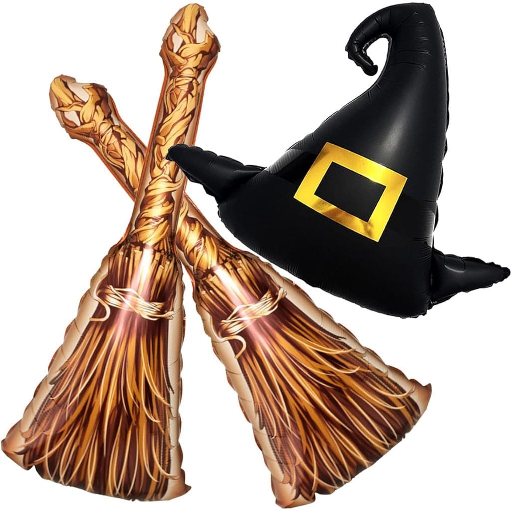 3 Peças de Decorações para Festa Wicked, Balão em Forma de Vassoura, Balões da Escola de Magos, Balões Wicked/Festas de