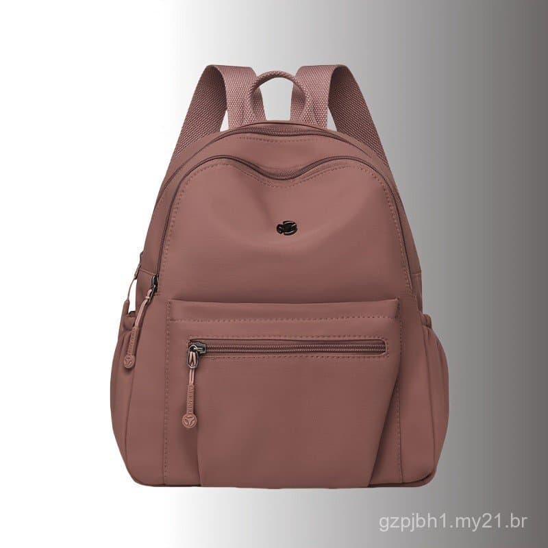 Mochila Feminina Estilosa de Nylon - Alça Ajustável, Fechamento com Zíper, Múltiplos Compartimentos, Lavável à Mão, Uso