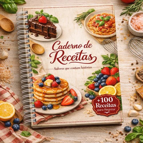 Livro/caderno De Receitas Capa Dura A4 100 Fls P/ Preencher ccom mais de 100 folhas Presente especial cozinha