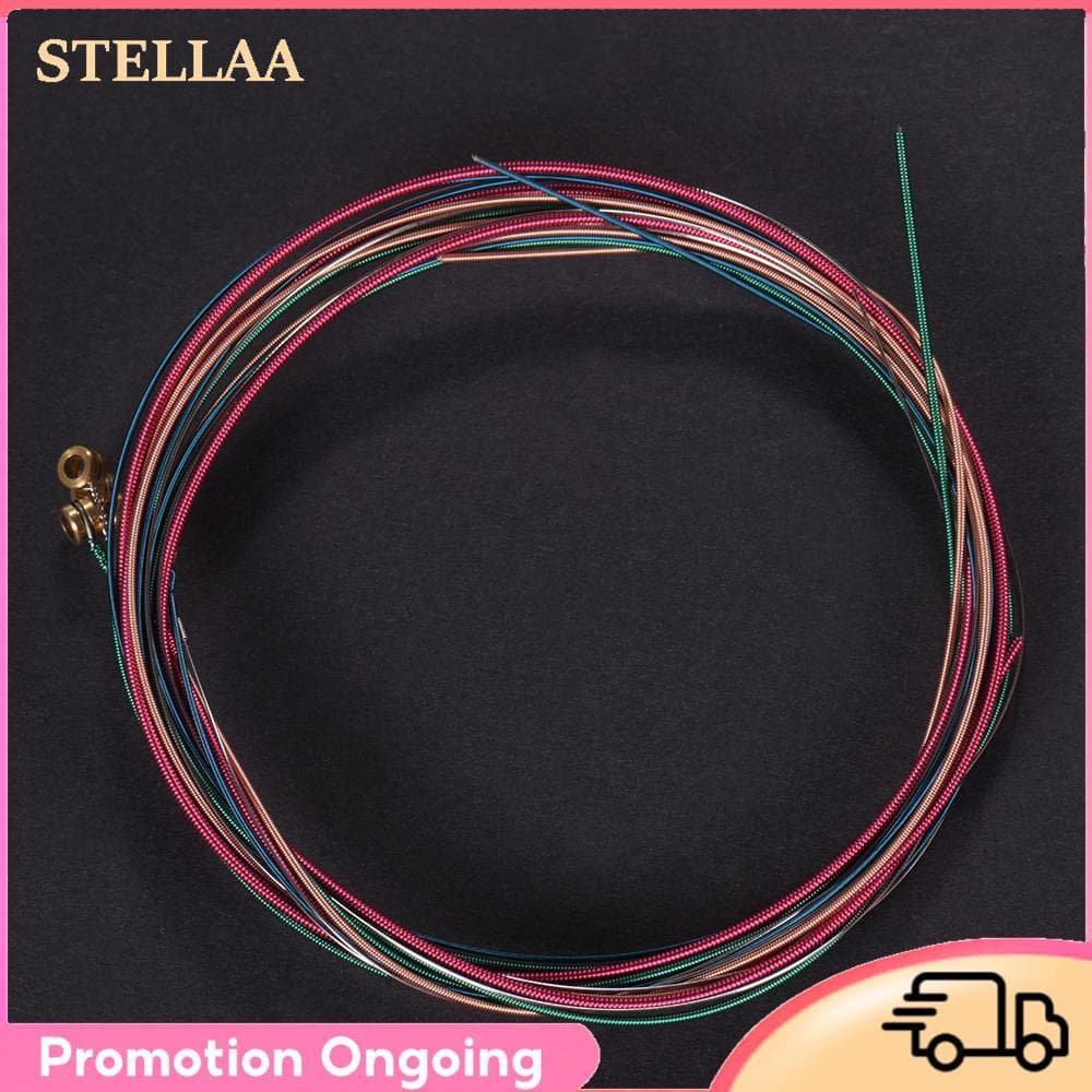 stellaa conjunto de cordas para violão folk acústico, núcleo de aço, enrolamento de liga de cobre, 6 peças/