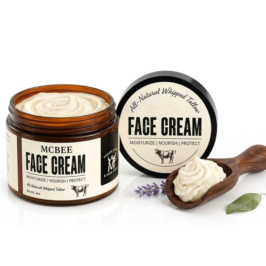 Sebo de Boi Mcbee para o Rosto, Hidratante de Sebo Batido para Hidratação Profunda, Hidratante Facial Diário Natural par