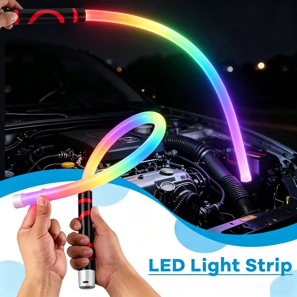 Lanterna LED RGB , Flexível , Rotativa , De Alto Lúmen , Portátil , Brilho Colorido , Luz De Trabalho Automotiva , Multi