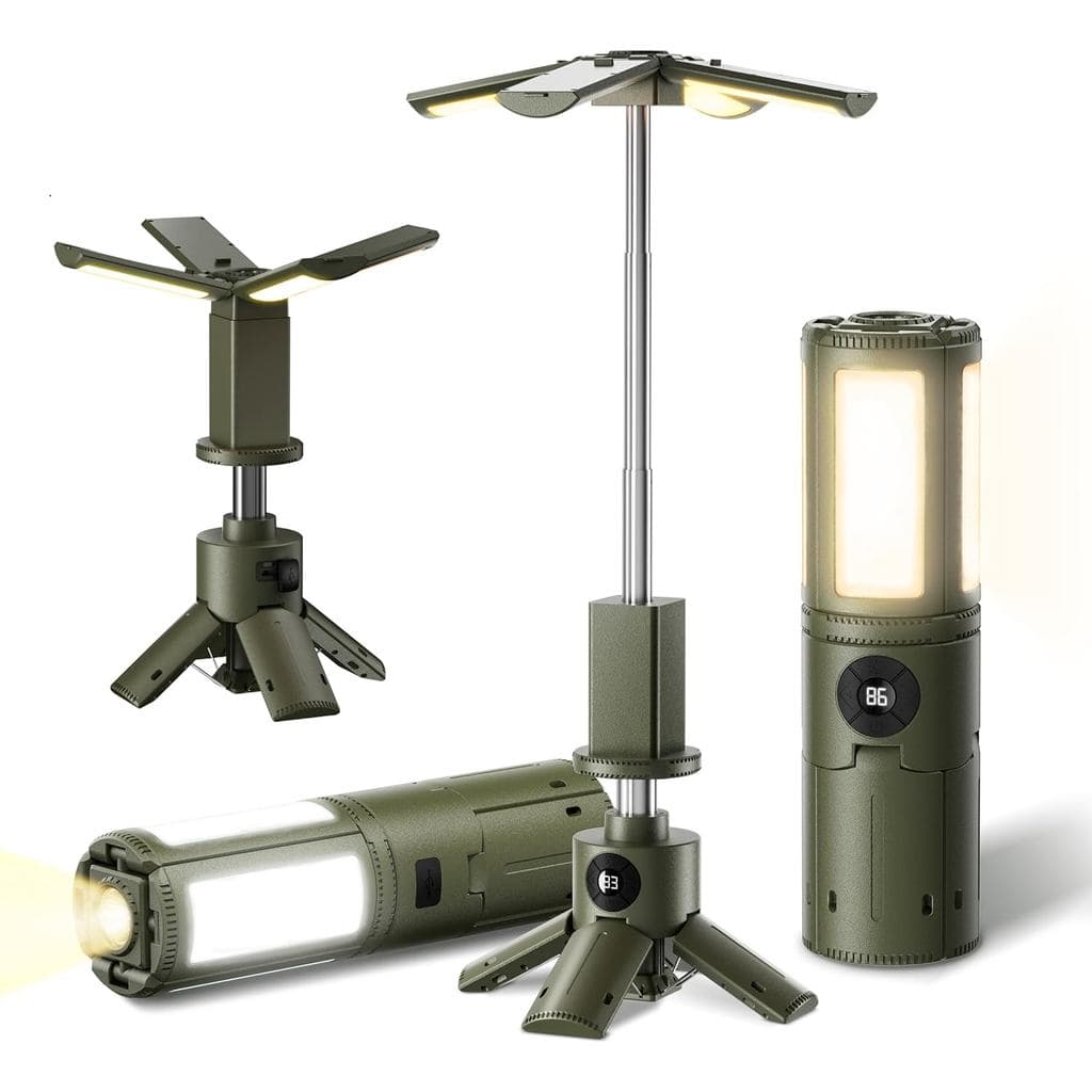 Lanterna de camping retrátil UBeesize com suporte, lanterna de camping recarregável de 14000mAh com tela, lanterna com t