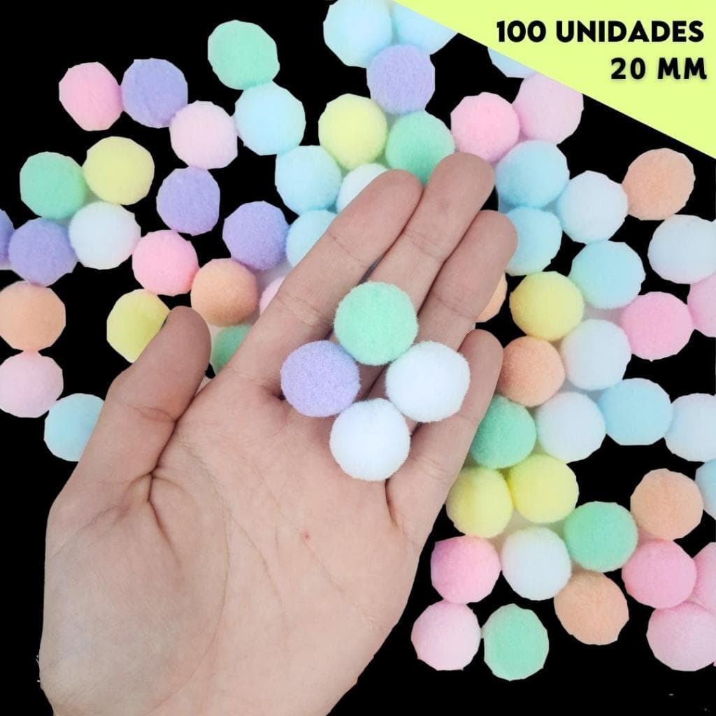 Pompons Poliéster 20mm C/100 – Macios, Coloridos, Ideal p/ Escolas e Artes | BNVT