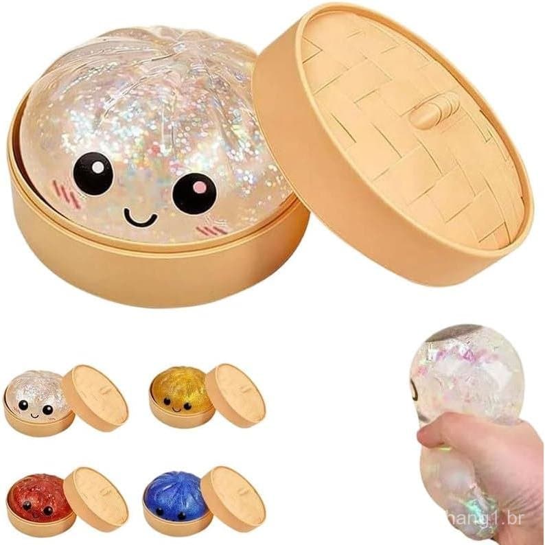 Brinquedo Squishies de Dumpling, Nova Caixa Misteriosa de Dumpling com Glitter 2026, Bolas Anti-stress de Dumplings Colo