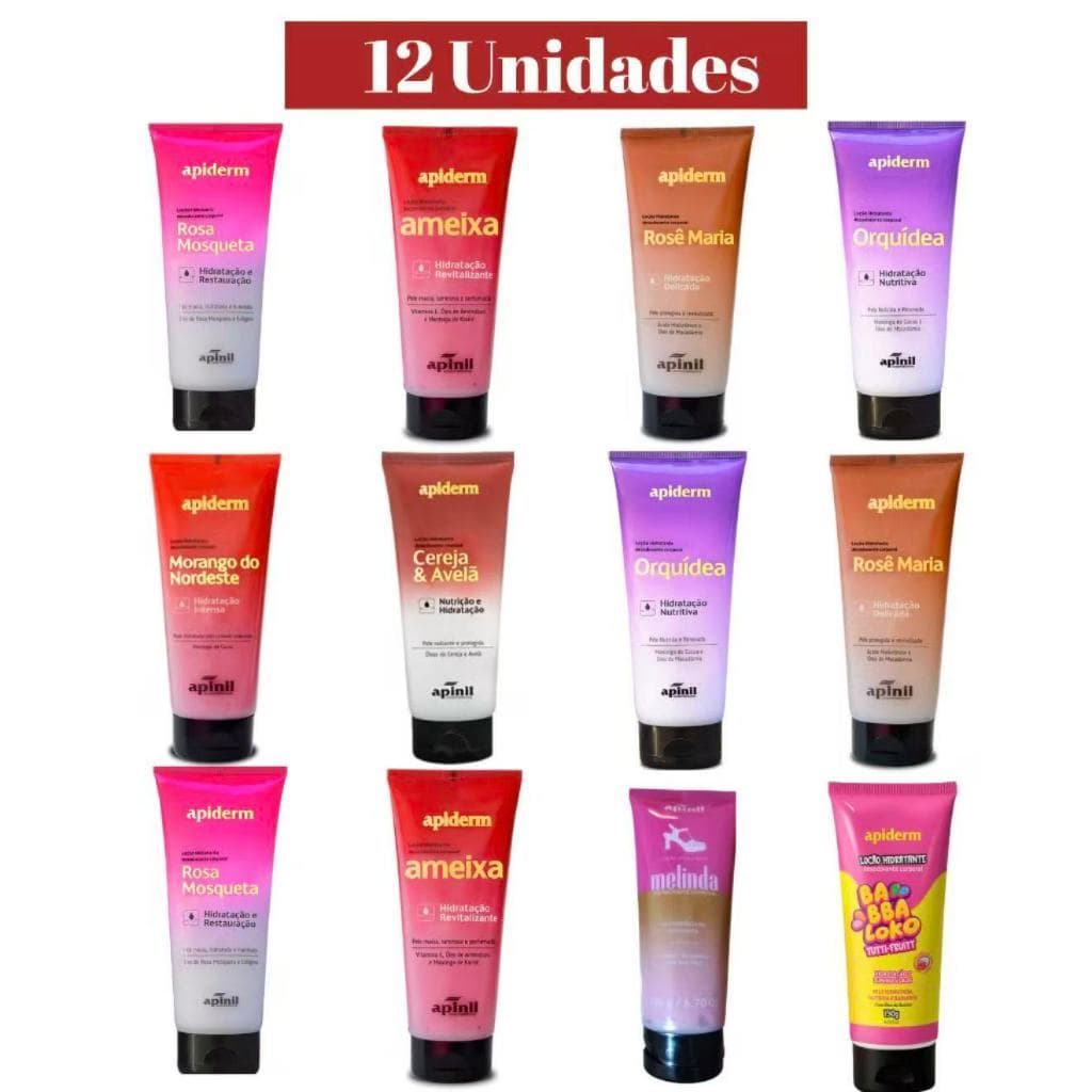 LOÇÃO HIDRATANTE CORPORAL APIDERM APINIL KIT 12 UNIDADES