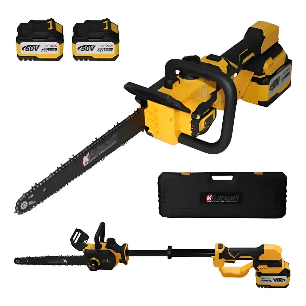 Motosserra Elétrica Nakasaki Extensível 50V 2 Baterias 12 Pol 1m Amarelo