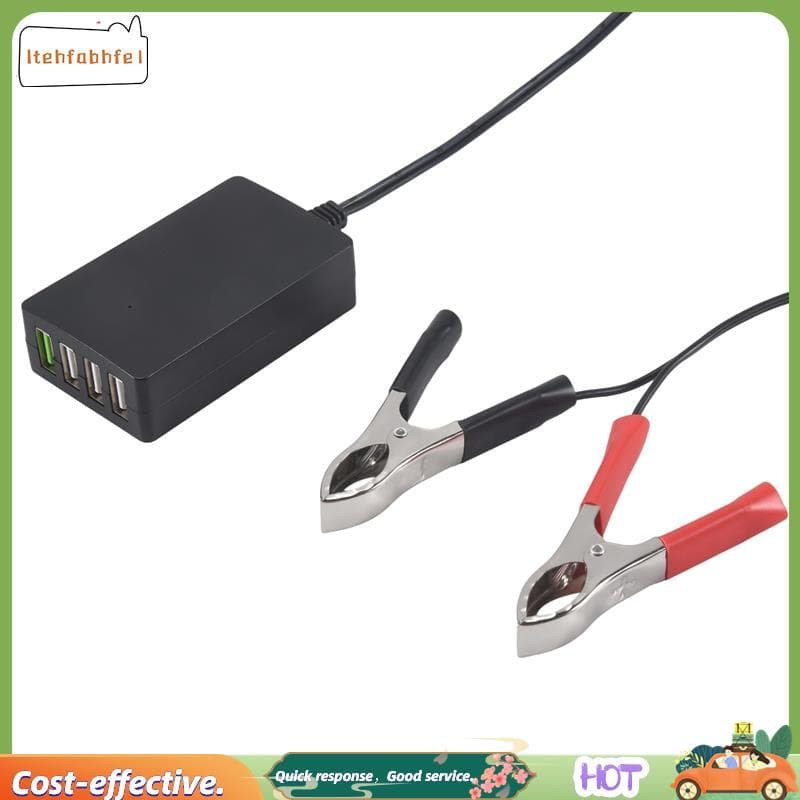 Carregador USB De 4 Portas 12V/24V A 5V Com Clipe De Bateria Para Outros Telefones E Tablets