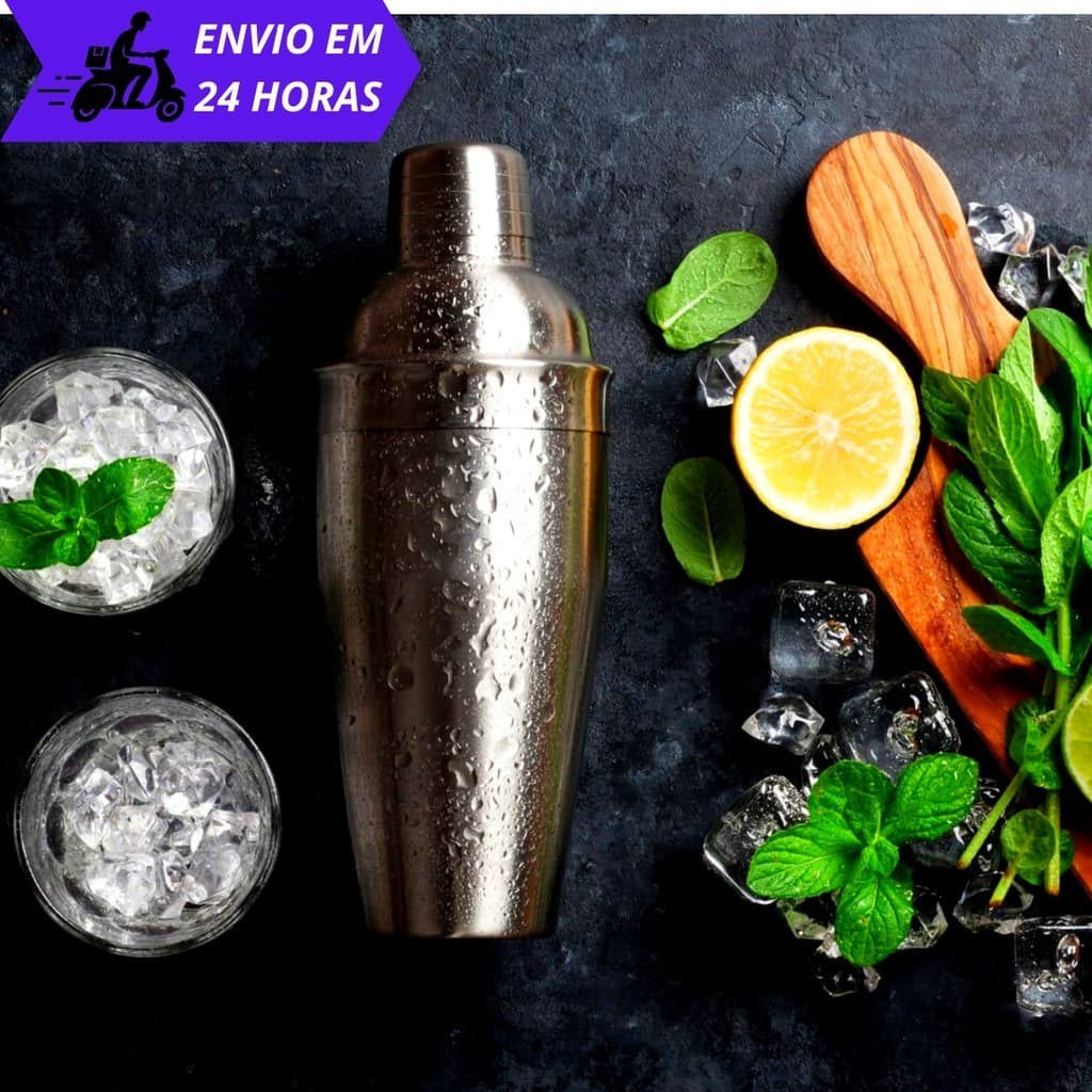 Coqueteleira Inox 3 peças 500ml Drinks Bebidas Drink Capirinha
