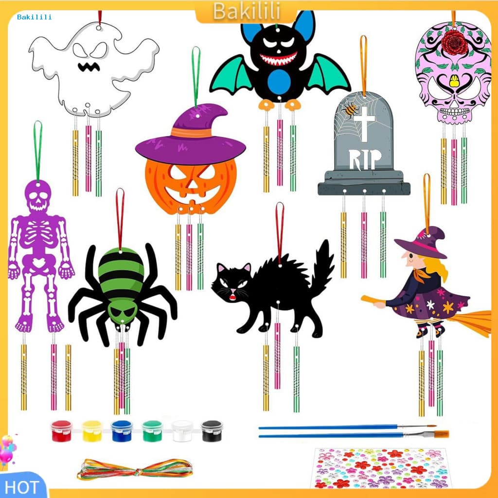 { Bakili } Sinos De Vento De Halloween Para Crianças Conjunto De Carrilhão Pintado À Mão Kit De Fabricação E Adultos-Diy