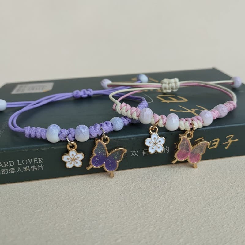Nova pulseira de flor em forma de borboleta de estilo coreano para estudantes femininas, presente para namoradas, pulsei