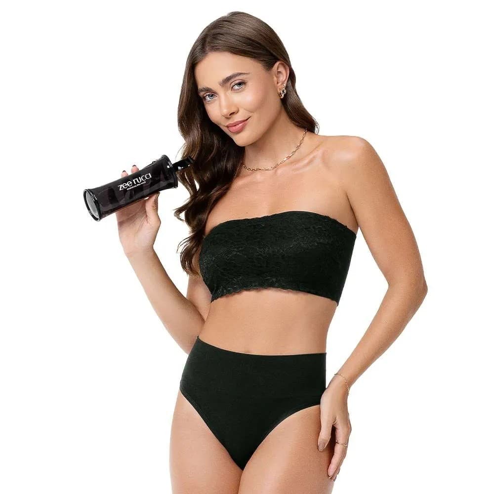 KIT 2 CALCINHAS TANGA SEM COSTURA + ESTOJO PRETO ZEE RUCCI