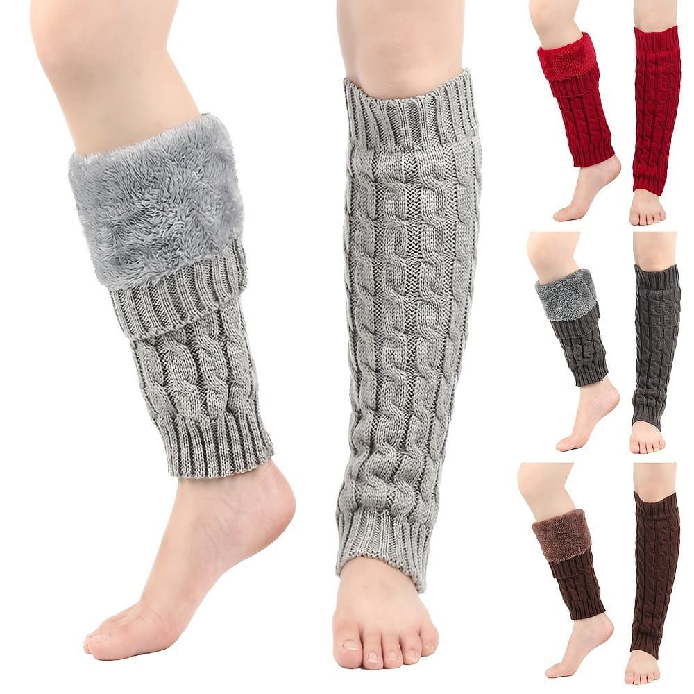 1 Par de Polainas de Inverno Forradas com Lã, Elegantes para Mulheres, Coberturas de Meias Forradas, Botas de Perna Quen