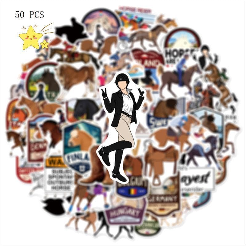 [JBTH] 50 Peças De Desenho Animado Fofo Cavalo Galopante Pônei Graffiti Stiers Decalques À Prova D'água Para Geladeira G