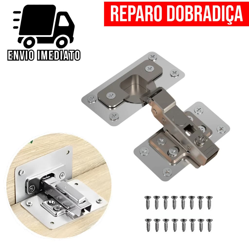 Placa Reparo para Dobradiça Armário Kit Reforço para Móveis MDF MDP e Gabinete HS