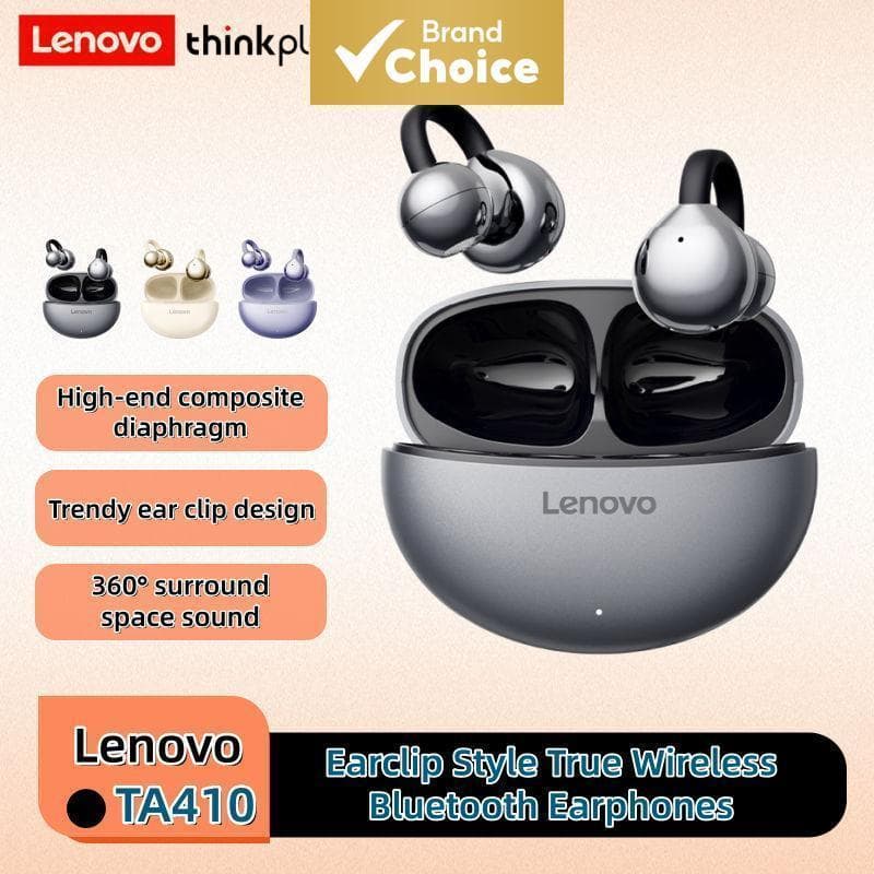 Fones de Ouvido Lenovo TA410, Sem Fio, Bluetooth 5.4, Efeitos Sonoros Panorâmicos, Bateria de Longa Duração,