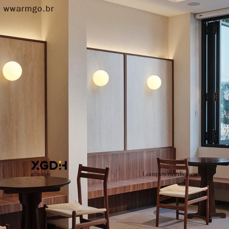 Lâmpada De Parede Bola De Vidro Fosco WWARM Arandela Redonda Branca Para Sala De Estar