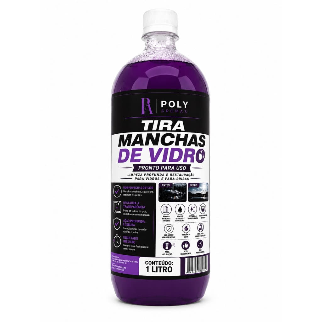 Limpa Vidro Automotivo Box Janelas Marca De Chuva 1L PolyAromas