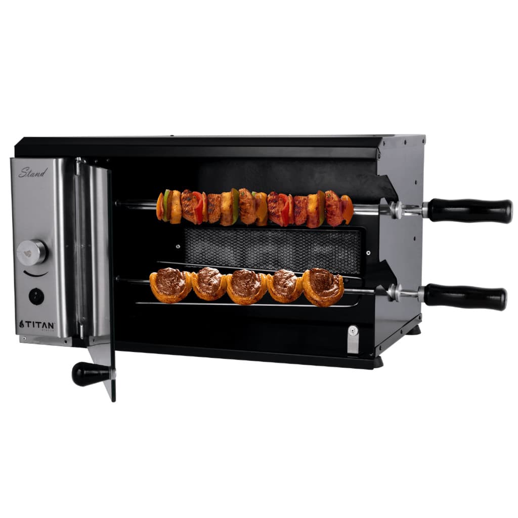 Churrasqueira Vertical a Gás para 2 Espetos Rotativos Stand Titan