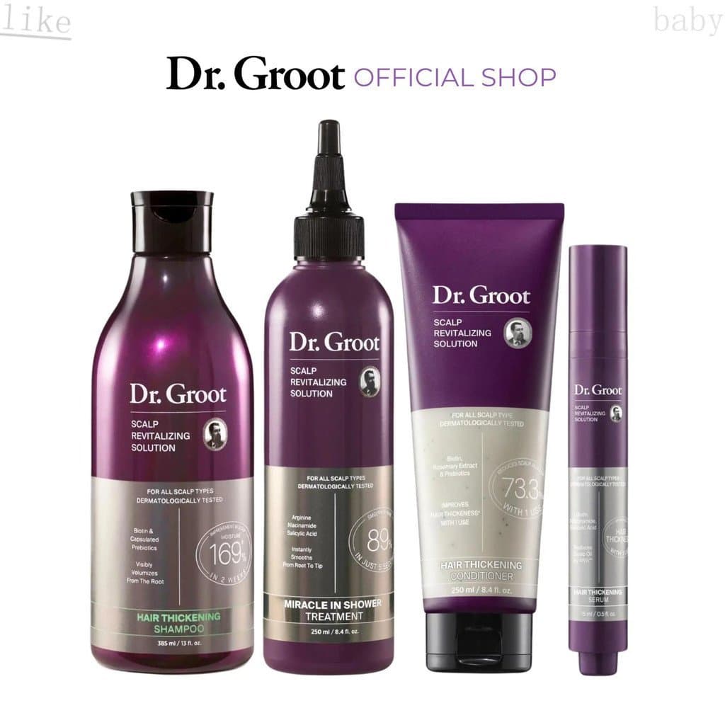 Dr.Groot Conjunto Completo para Reduzir a Queda de Cabelo, Seguro para Coloração Permanente, Solução Revitalizante para