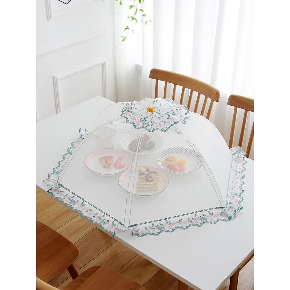 Capa de mesa para alimentos, capa de prato dobrável, microporosa, anti-poeira, anti-mosca, retangular, doméstica, gaze,