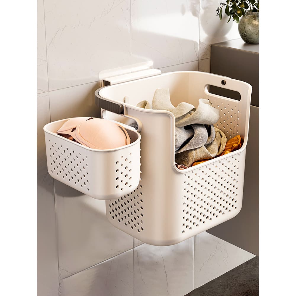 Cesta de roupas sujas montada na parede, banheiro doméstico, cesto de roupa suja, divisória de roupas sujas, cesta de ar