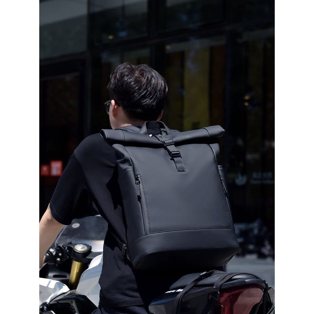 Mochila masculina Roll-Top ao ar livre à prova dwaterproof água computador mochila trabalho Commuter viagem grande capac