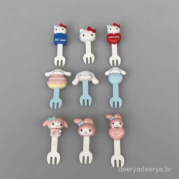 Novo garfo de frutas infantil Sanrio Kitty, garfo Cinnamoroll, garfo portátil para frutas, para sobremesas, utensí