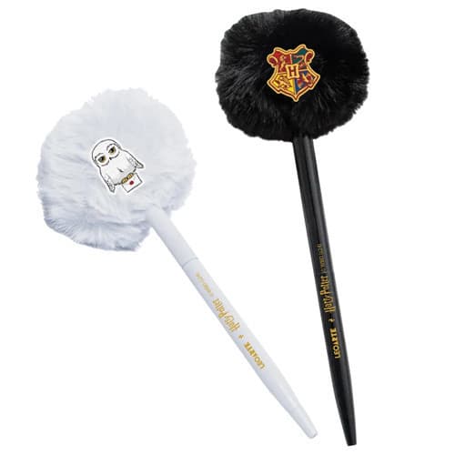 Caneta Harry Potter Pompom Corpo Metálico Edwiges Hogwarts Escrita Luxo