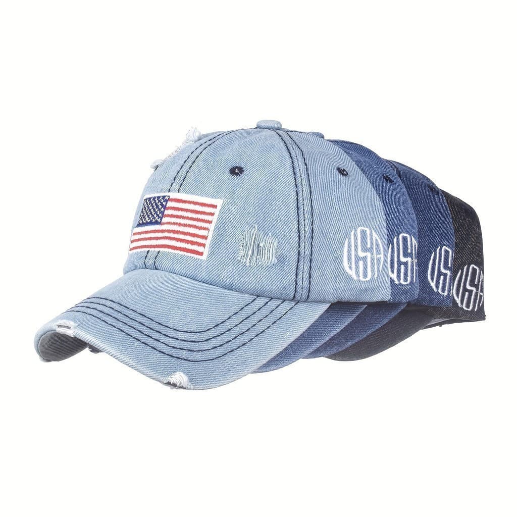Boné de Beisebol Bordado com a Bandeira Americana Patriótica - Perfeito para o Dia da Independência e Proteção Solar***-